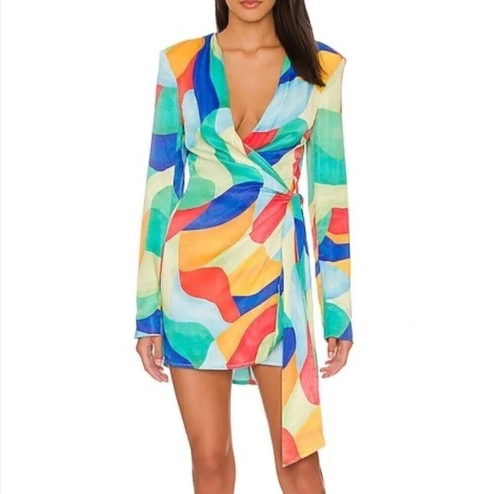 WeWoreWhat Womens Multicolor Wrap Around Dress S